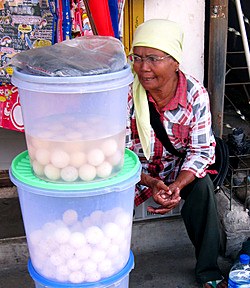 Turtle eggs for sale at a market in the Riau Islands